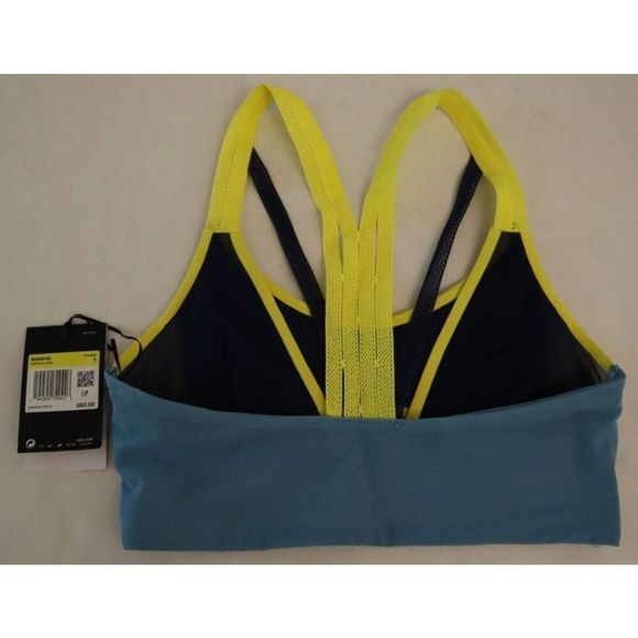 Nike CZ4441 424 Women's Sz S Blue/Yellow/Navy Indy Ultrabreathe Sports Bra $60 - Picture 2 of 2